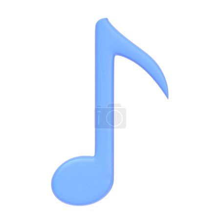 Photo for Music blue note isolated on white background. 3D icon, sign and symbol. Cartoon minimal style. Front view. 3D Render Illustration - Royalty Free Image