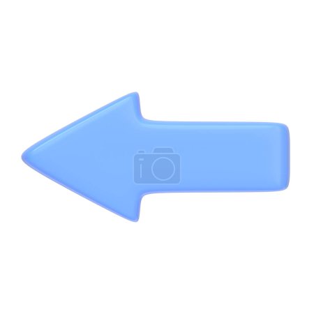 Téléchargez les photos : Icône flèche bleue isolée sur fond blanc. Icône, signe et symbole 3D. Dessin animé style minimal. Illustration de rendu 3D - en image libre de droit
