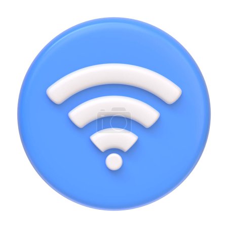 Photo for Blue Wireless network icon or technology wifi isolated on white background. 3D icon, sign and symbol. Cartoon minimal style. Front view. 3D Render Illustration - Royalty Free Image