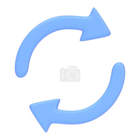 Téléchargez les photos : Deux flèches bleues icône, mettre à jour le symbole isolé sur fond blanc. Icône, signe et symbole 3D. Dessin animé style minimal. Vue de face. Illustration 3D Render - en image libre de droit