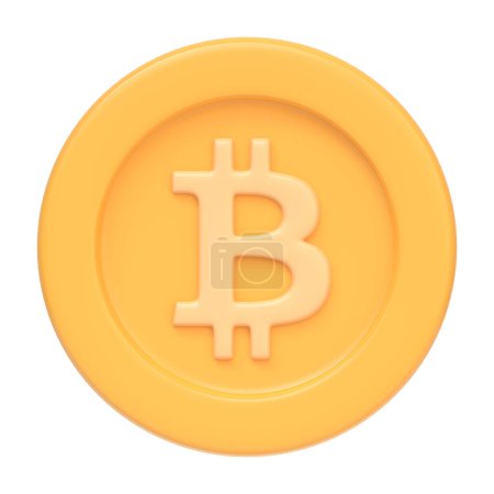 Photo for Bitcoin token isolated on white background. 3D icon, sign and symbol. Cartoon minimal style. Front view. 3D Render Illustration - Royalty Free Image