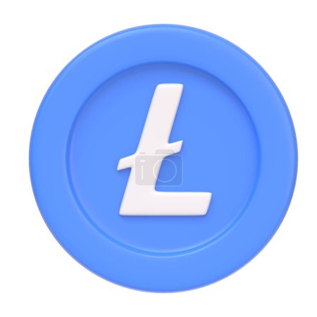 Photo for Litecoin token isolated on white background. 3D icon, sign and symbol. Cartoon minimal style. Front view. 3D Render Illustration - Royalty Free Image