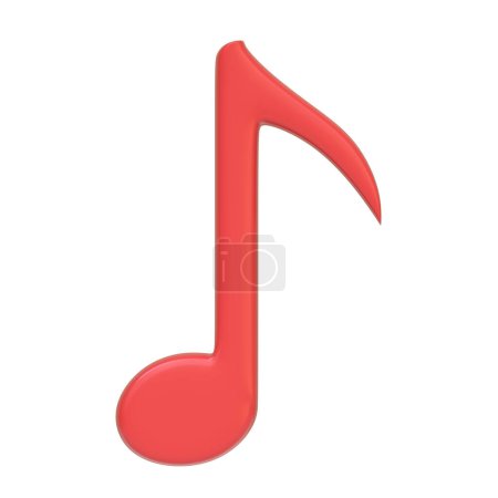Photo for Red music note isolated on white background. 3D icon, sign and symbol. Cartoon minimal style. Front view. 3D Render Illustration - Royalty Free Image