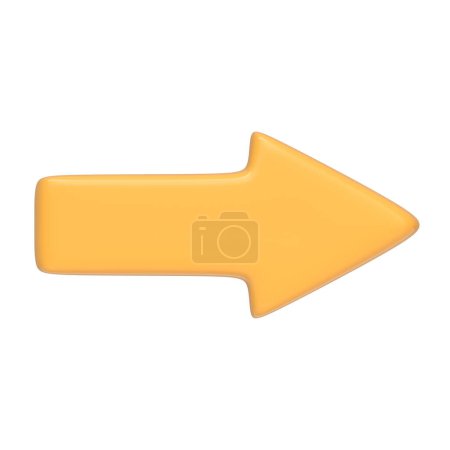 Téléchargez les photos : Icône flèche jaune isolée sur fond blanc. Icône, signe et symbole 3D. Dessin animé style minimal. Vue de face. Illustration 3D Render - en image libre de droit
