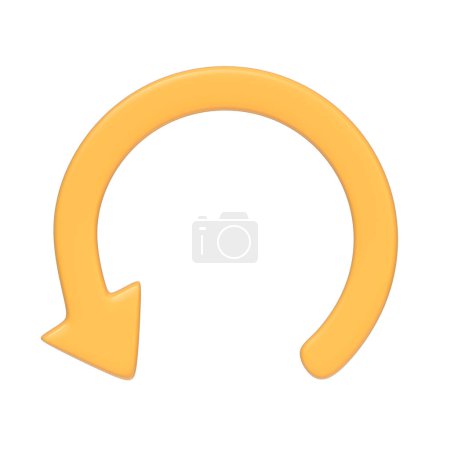Téléchargez les photos : Icône flèche jaune, symbole de mise à jour isolé sur fond blanc. Icône, signe et symbole 3D. Dessin animé style minimal. Vue de face. Illustration 3D Render - en image libre de droit