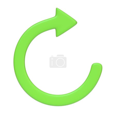 Téléchargez les photos : Icône flèche verte, symbole de mise à jour isolé sur fond blanc. Icône, signe et symbole 3D. Dessin animé style minimal. Vue de face. Illustration 3D Render - en image libre de droit