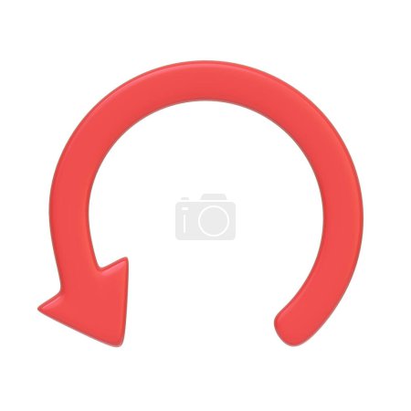Téléchargez les photos : Icône flèche rouge, symbole de mise à jour isolé sur fond blanc. Icône, signe et symbole 3D. Dessin animé style minimal. Vue de face. Illustration 3D Render - en image libre de droit