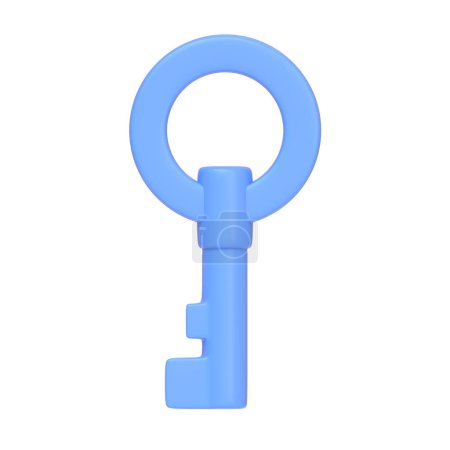 Photo for Blue key isolated on white background. 3D icon, sign and symbol. Cartoon minimal style. Front view. 3D Render Illustration - Royalty Free Image