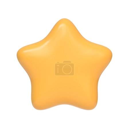 Téléchargez les photos : Icône étoile jaune isolée sur fond blanc. Icône, signe et symbole 3D. Dessin animé style minimal. Vue de face. Illustration 3D Render - en image libre de droit