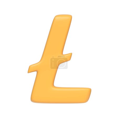 Foto de Símbolo litecoin amarillo aislado sobre fondo blanco. Icono 3D, signo y símbolo. Estilo minimalista de dibujos animados. Vista frontal. Ilustración de renderizado 3D - Imagen libre de derechos
