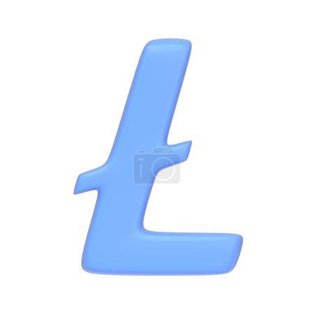Foto de Símbolo litecoin azul aislado sobre fondo blanco. Icono 3D, signo y símbolo. Estilo minimalista de dibujos animados. Vista frontal. Ilustración de renderizado 3D - Imagen libre de derechos