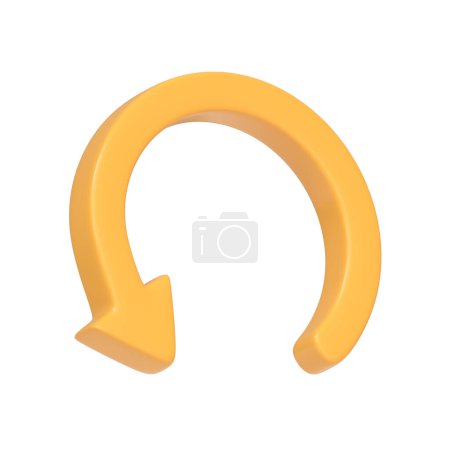 Téléchargez les photos : Icône flèche jaune, symbole de mise à jour isolé sur fond blanc. Icône, signe et symbole 3D. Dessin animé style minimal. Illustration 3D Render - en image libre de droit