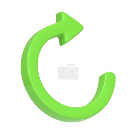 Téléchargez les photos : Icône flèche verte, symbole de mise à jour isolé sur fond blanc. Icône, signe et symbole 3D. Dessin animé style minimal. Illustration 3D Render - en image libre de droit