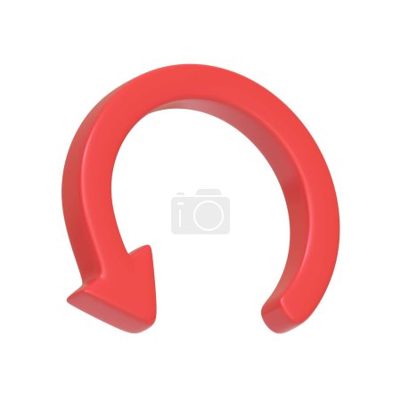 Téléchargez les photos : Icône flèche rouge, symbole de mise à jour isolé sur fond blanc. Icône, signe et symbole 3D. Dessin animé style minimal. Illustration 3D Render - en image libre de droit