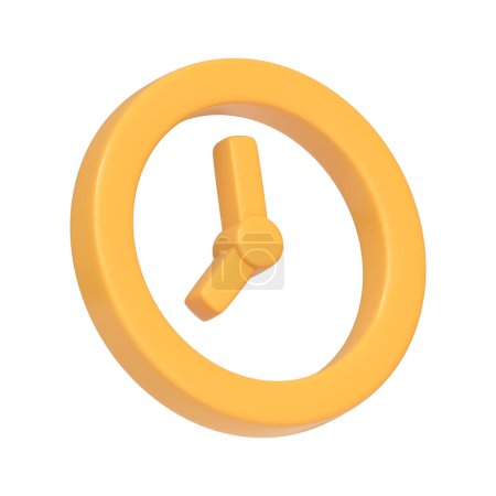 Téléchargez les photos : Icône horloge jaune isolée sur fond blanc. Icône, signe et symbole 3D. Dessin animé style minimal. Illustration 3D Render - en image libre de droit