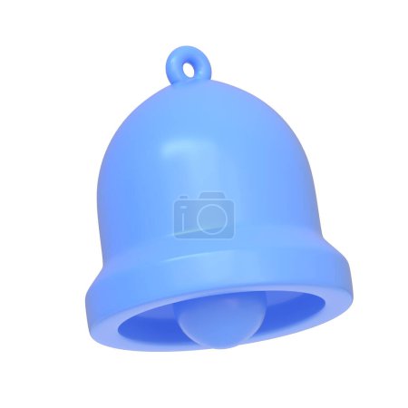 Téléchargez les photos : Icône cloche bleue isolée sur fond blanc. Icône, signe et symbole 3D. Dessin animé style minimal. Illustration 3D Render - en image libre de droit