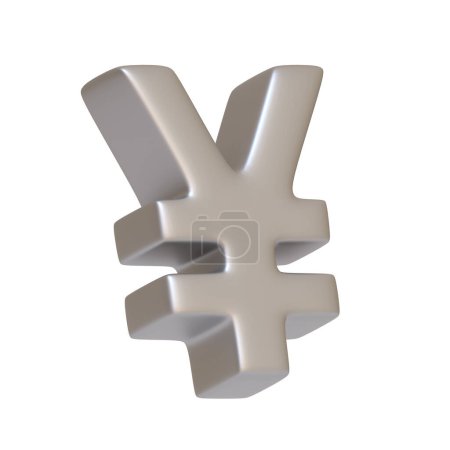 Foto de Signo de yen plateado aislado sobre fondo blanco. Icono 3D, signo y símbolo. Estilo minimalista de dibujos animados. Ilustración de renderizado 3D - Imagen libre de derechos
