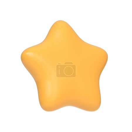 Téléchargez les photos : Icône étoile jaune isolée sur fond blanc. Icône, signe et symbole 3D. Dessin animé style minimal. Illustration 3D Render - en image libre de droit