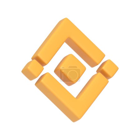 Photo for Yellow binance symbol isolated on white background. 3D icon, sign and symbol. Cartoon minimal style. 3D Render Illustration - Royalty Free Image