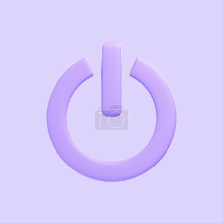 Téléchargez les photos : Désactiver bouton violet isolé sur fond violet. Icône, signe et symbole 3D. Dessin animé style minimal. Vue de face. Illustration 3D Render - en image libre de droit