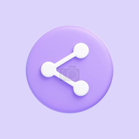 Téléchargez les photos : Purple share icon isolated on purple background. 3D icon, sign and symbol. Cartoon minimal style. Front view. 3D Render Illustration - en image libre de droit