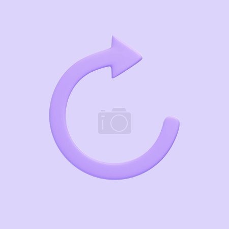 Photo for Purple arrow icon, update symbol isolated on purple background. 3D icon, sign and symbol. Cartoon minimal style. Front view. 3D Render Illustration - Royalty Free Image