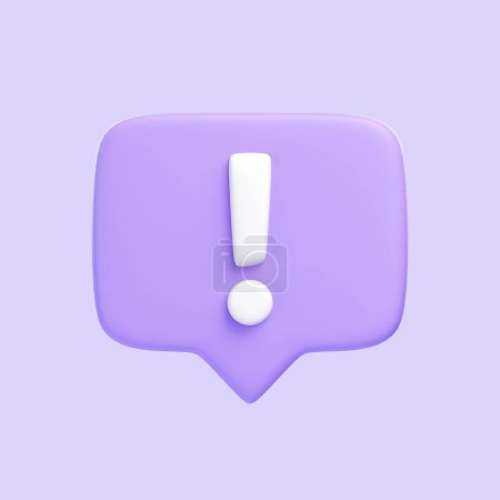 Photo for Purple danger attention bell or emergency notifications alert isolated on purple background. 3D icon, sign and symbol. Cartoon minimal style. Front view. 3D Render Illustration - Royalty Free Image
