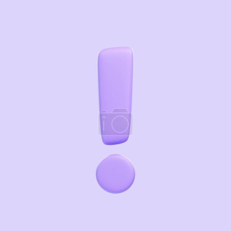 Foto de Marca de exclamación púrpura aislada sobre fondo púrpura. Icono 3D, signo y símbolo. Estilo minimalista de dibujos animados. Vista frontal. Ilustración de renderizado 3D - Imagen libre de derechos