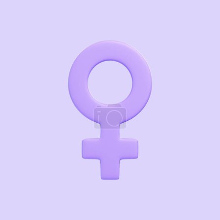 Photo for Purple woman symbol isolated on purple background. 3D icon, sign and symbol. Cartoon minimal style. Front view. 3D Render Illustration - Royalty Free Image