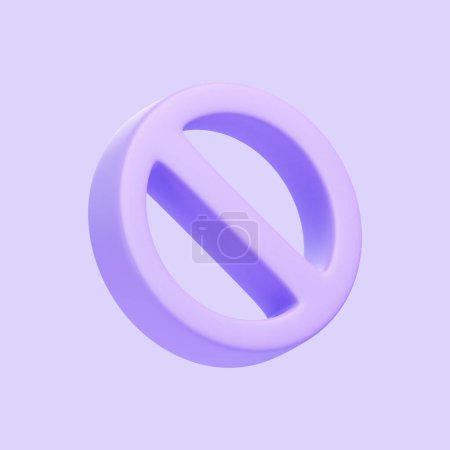 Foto de Símbolo prohibido púrpura aislado sobre fondo púrpura. Icono 3D, signo y símbolo. Estilo minimalista de dibujos animados. Ilustración de renderizado 3D - Imagen libre de derechos