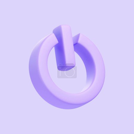 Photo for Power Off purple button isolated on purple background. 3D icon, sign and symbol. Cartoon minimal style. 3D Render Illustration - Royalty Free Image