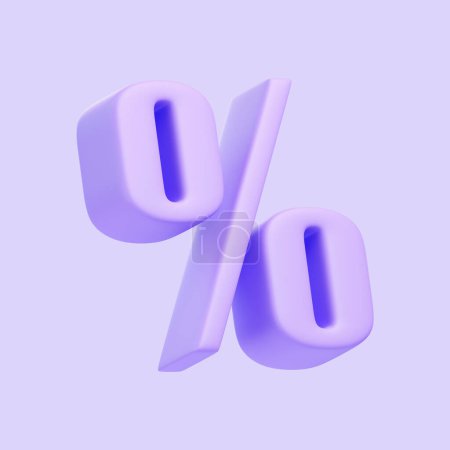 Foto de Porcentaje púrpura aislado sobre fondo púrpura. Icono 3D, signo y símbolo. Estilo minimalista de dibujos animados. Ilustración de renderizado 3D - Imagen libre de derechos