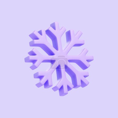 Téléchargez les photos : Icône de flocon de neige violet Icône isolé sur fond violet. Icône, signe et symbole 3D. Dessin animé style minimal. Illustration 3D Render - en image libre de droit