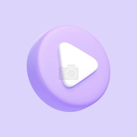 Photo for Purple round play button isolated on purple background. 3D icon, sign and symbol. Cartoon minimal style. 3D Render Illustration - Royalty Free Image