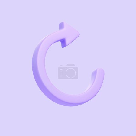Téléchargez les photos : Icône flèche violette, mettre à jour le symbole isolé sur fond violet. Icône, signe et symbole 3D. Dessin animé style minimal. Illustration 3D Render - en image libre de droit