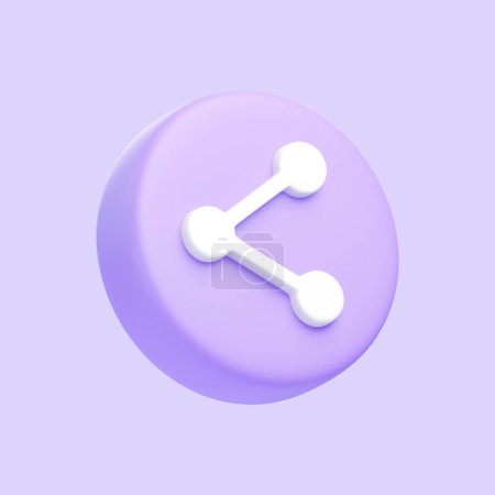 Téléchargez les photos : Purple share icon isolated on purple background. 3D icon, sign and symbol. Cartoon minimal style. 3D Render Illustration - en image libre de droit