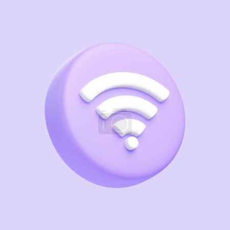 Photo for Purple Wireless network icon or technology wifi isolated on purple background. 3D icon, sign and symbol. Cartoon minimal style. 3D Render Illustration - Royalty Free Image