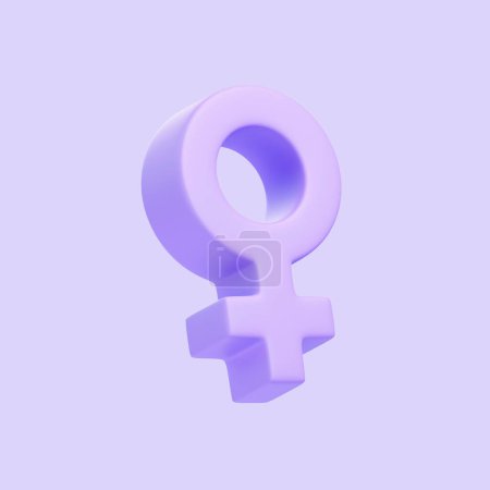 Photo for Purple woman symbol isolated on purple background. 3D icon, sign and symbol. Cartoon minimal style. 3D Render Illustration - Royalty Free Image