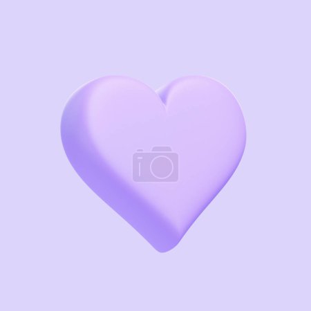 Téléchargez les photos : As cartes à jouer symbole coeurs avec des couleurs violettes isolées sur fond violet. Icône, signe et symbole 3D. Dessin animé style minimal. Illustration 3D Render - en image libre de droit