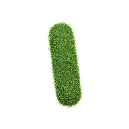 Téléchargez les photos : Lettre majuscule J'ai façonné à partir d'herbe verte luxuriante, isolé sur un fond blanc. Vue latérale. Illustration de rendu 3D - en image libre de droit