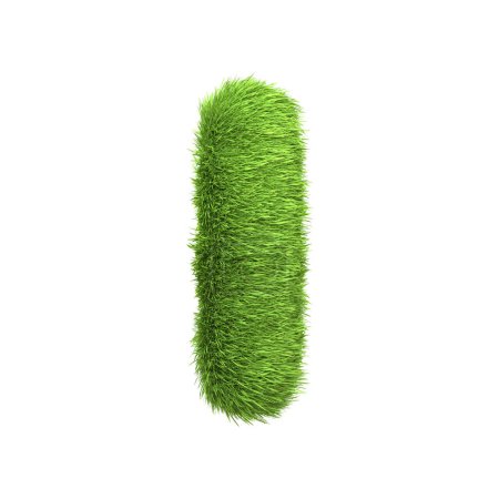 Photo for Capital letter I shaped from lush green grass, isolated on a white background. Front view. 3D render illustration - Royalty Free Image
