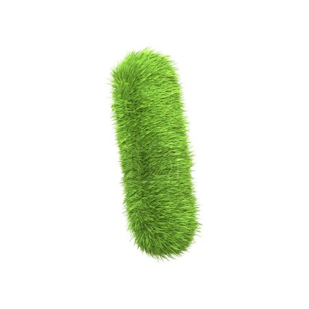 Photo for Capital letter I shaped from lush green grass, isolated on a white background. Side view. 3D render illustration - Royalty Free Image