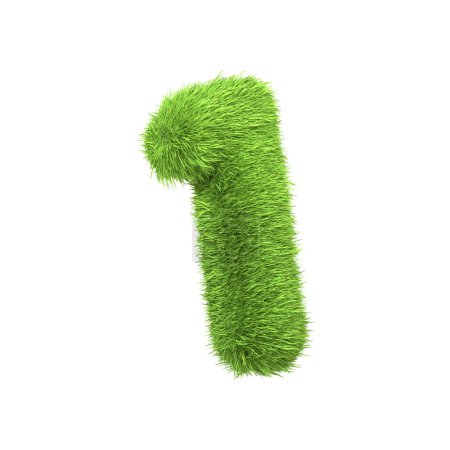Photo for The number 1 shaped from dense green grass, set against a pure white backdrop. Number one. Front view. 3D render illustration - Royalty Free Image