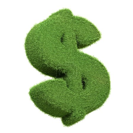 Téléchargez les photos : Panneau vert texturé dollar isolé sur fond blanc, représentant une finance écologique ou une économie durable, isolé sur fond blanc. Illustration de rendu 3D - en image libre de droit