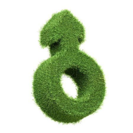 Photo for A male gender symbol crafted from green grass isolated on a white background, promoting the concept of eco-friendly masculinity and positive environmental impacts. 3D render illustration - Royalty Free Image