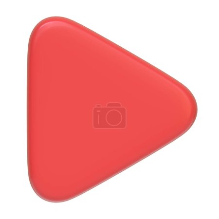 Foto de Icono de triángulo de botón rojo de reproducción aislado en un fondo blanco, que representa la reproducción multimedia. Icono 3D, signo y símbolo. Vista frontal. Ilustración de renderizado 3D - Imagen libre de derechos