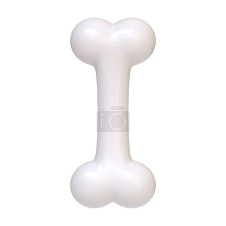White bone isolated on a white background. 3D icon, sign and symbol. Front view. 3D Render Illustration