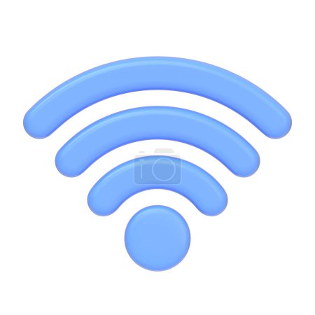 Téléchargez les photos : Icône de signal Wi-Fi bleu, représentant la connectivité Internet sans fil, isolée sur fond blanc. Icône, signe et symbole 3D. Vue de face. Illustration 3D Render - en image libre de droit