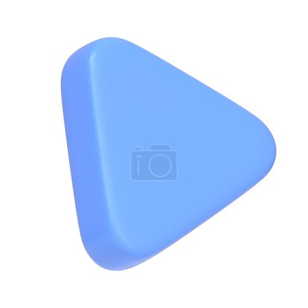 Téléchargez les photos : Icône triangle bouton de lecture bleu isolé sur un fond blanc, représentant la lecture multimédia. Icône, signe et symbole 3D. Vue latérale. Illustration 3D Render - en image libre de droit