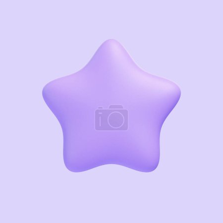 A minimalistic purple star shape with soft edges against a monochromatic lilac background. Icon, sign and symbol. Front view. 3D Render illustration